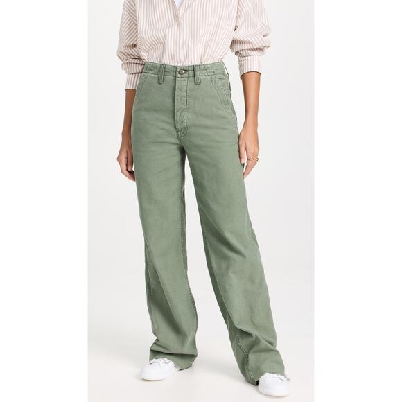 Mother 'The Major' Green Cotton Sneak Fray Pant Size 26 - Picture 1 of 5